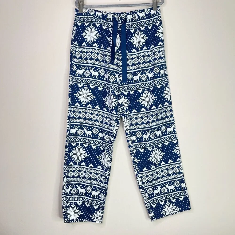New Magellan Flannel Lounge Moonlight Ocean Fair Isle Pant Women's Size Large